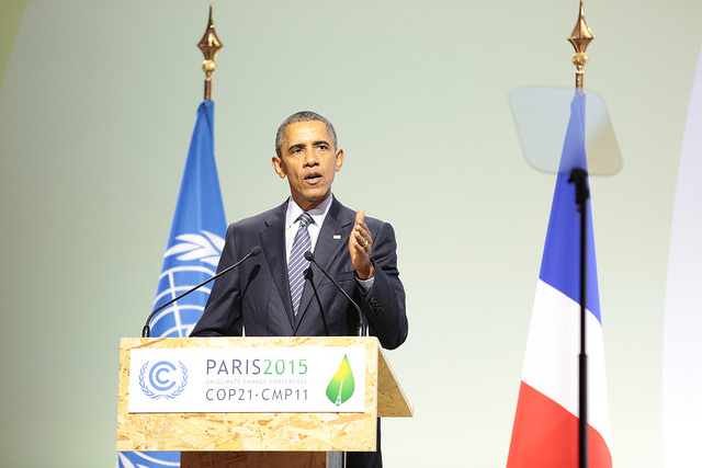Przemówienie Baracka Obamy podczas COP21 / Źródło: UNclimatechange Flickr 