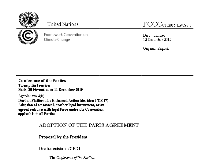 Treść Porozumienia z Paryża / Źródło: UNFCCC