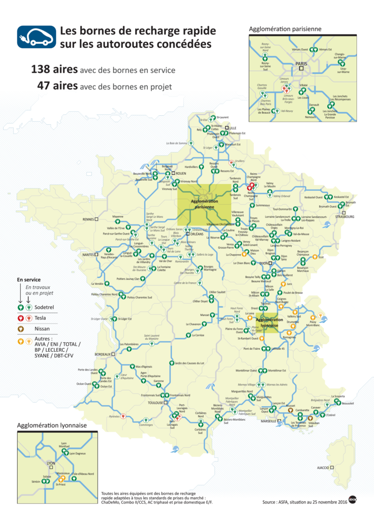 Sieć stacji ładowania samochodów elektrycznych we Francji