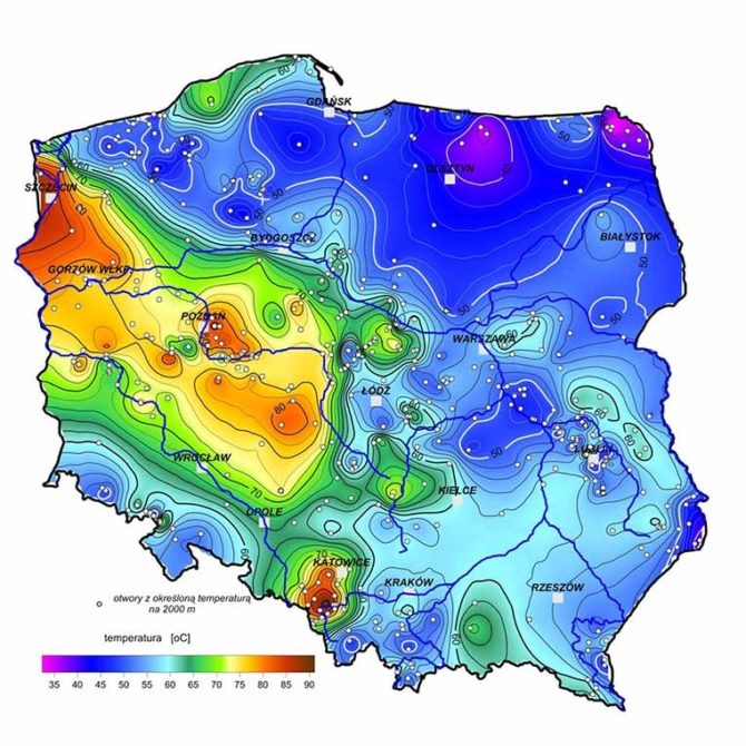 energia geotermalna polska temperatura wody